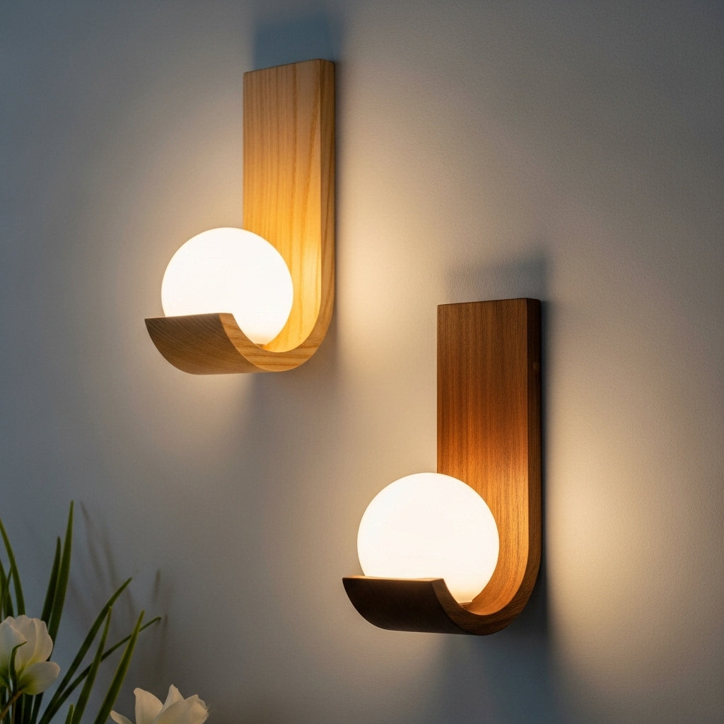 Simple Walnut Grain Bedroom Bedside Lamp