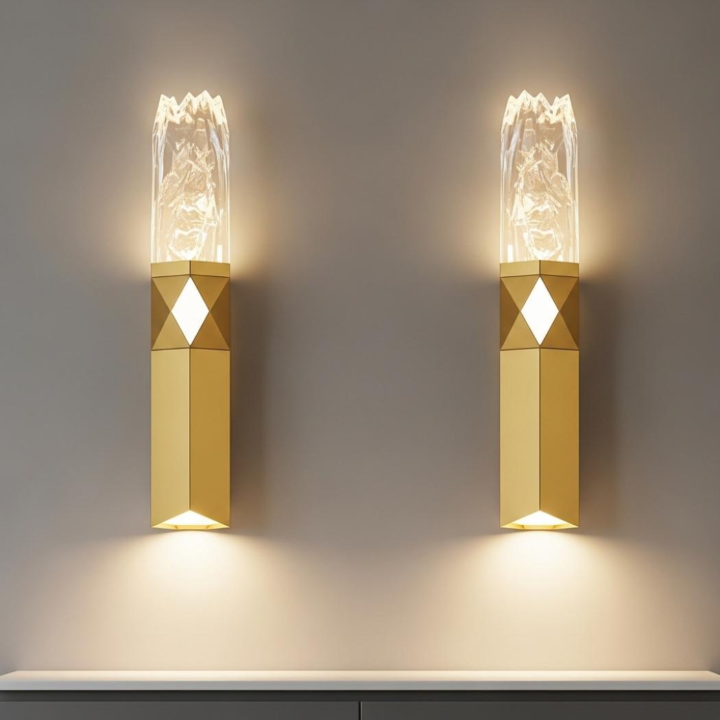 Natural crystal wall lamp