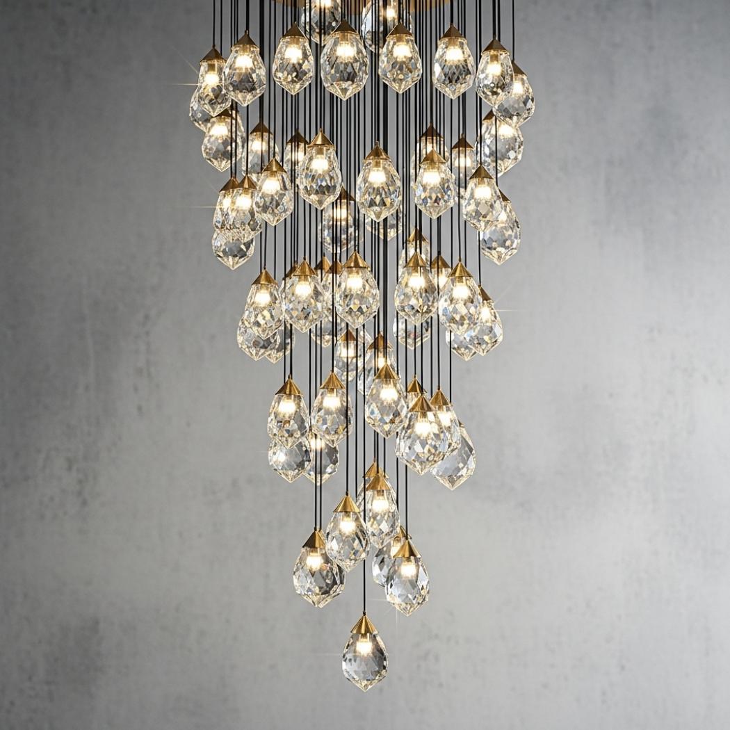 Teardrop Crystal Stair Chandelier