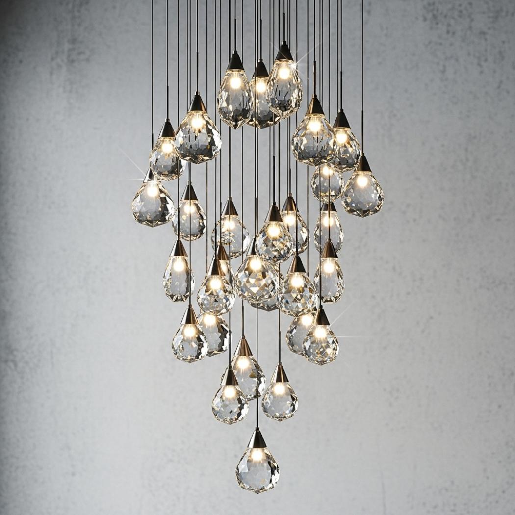 Teardrop Crystal Stair Chandelier