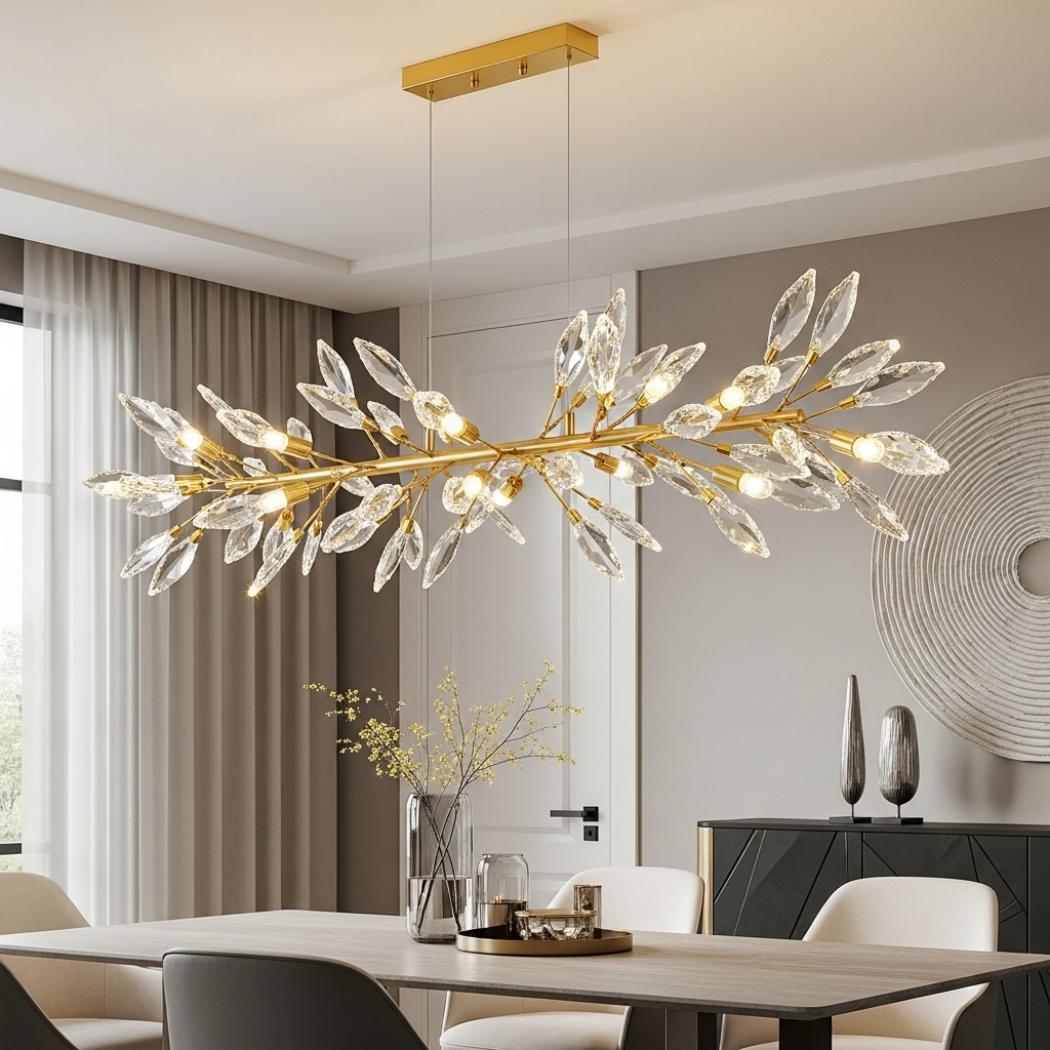 Linear crystal chandelier
