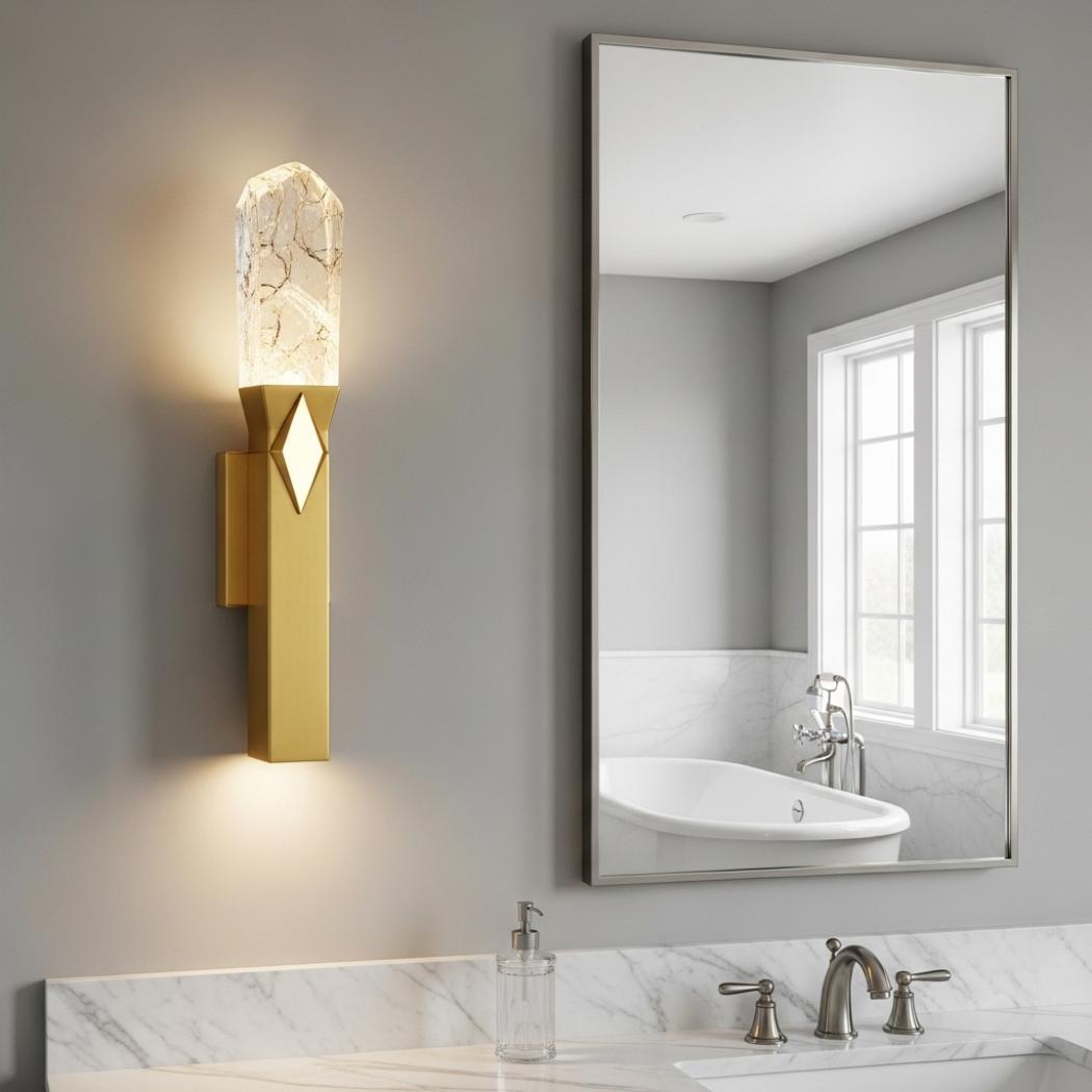 Natural crystal wall lamp