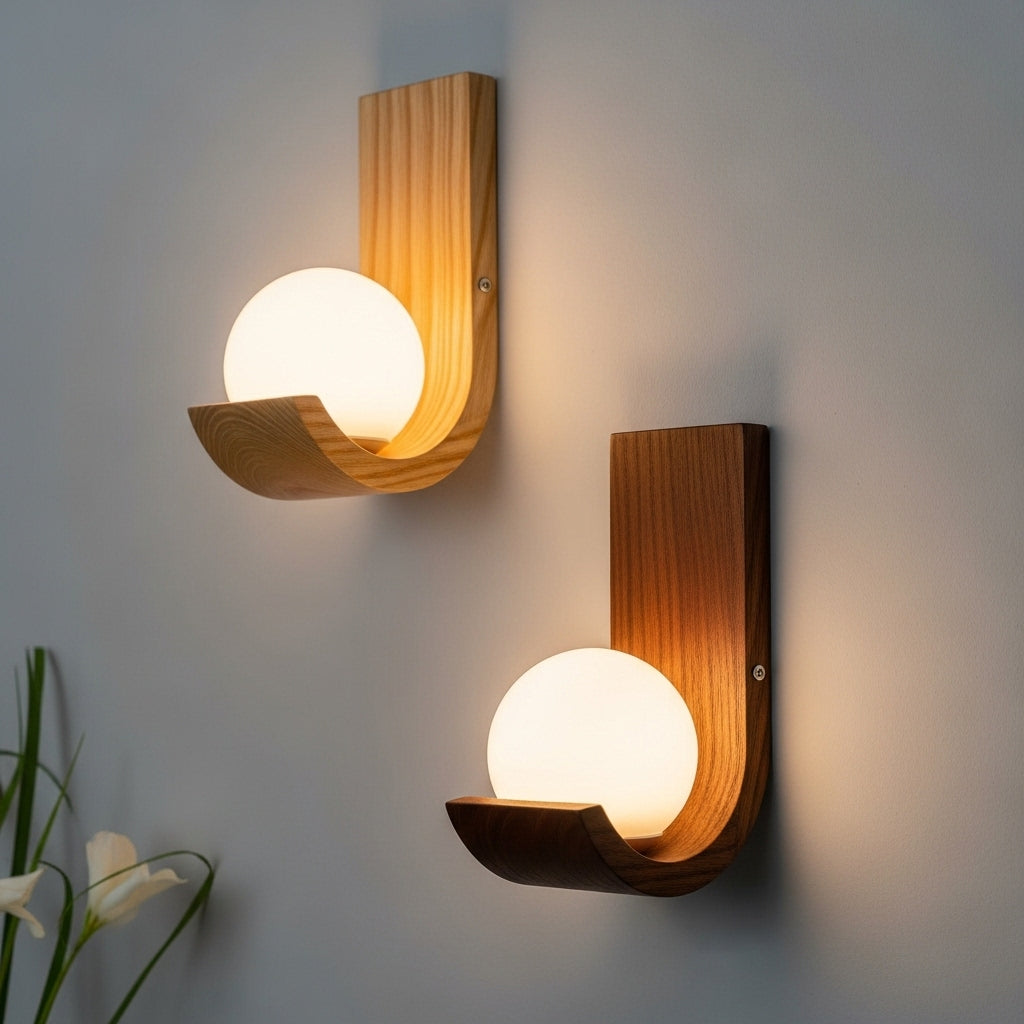 Simple Walnut Grain Bedroom Bedside Lamp