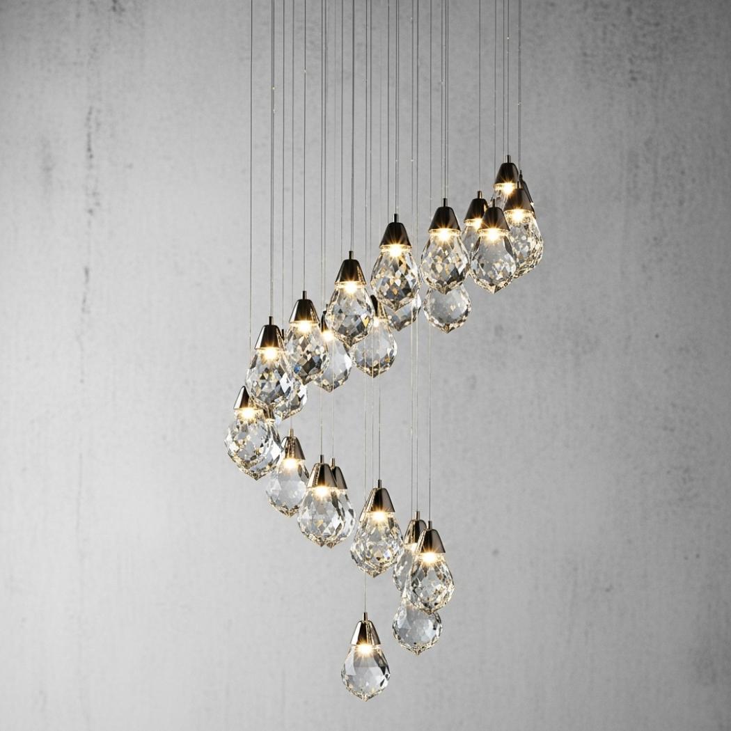 Teardrop Crystal Stair Chandelier