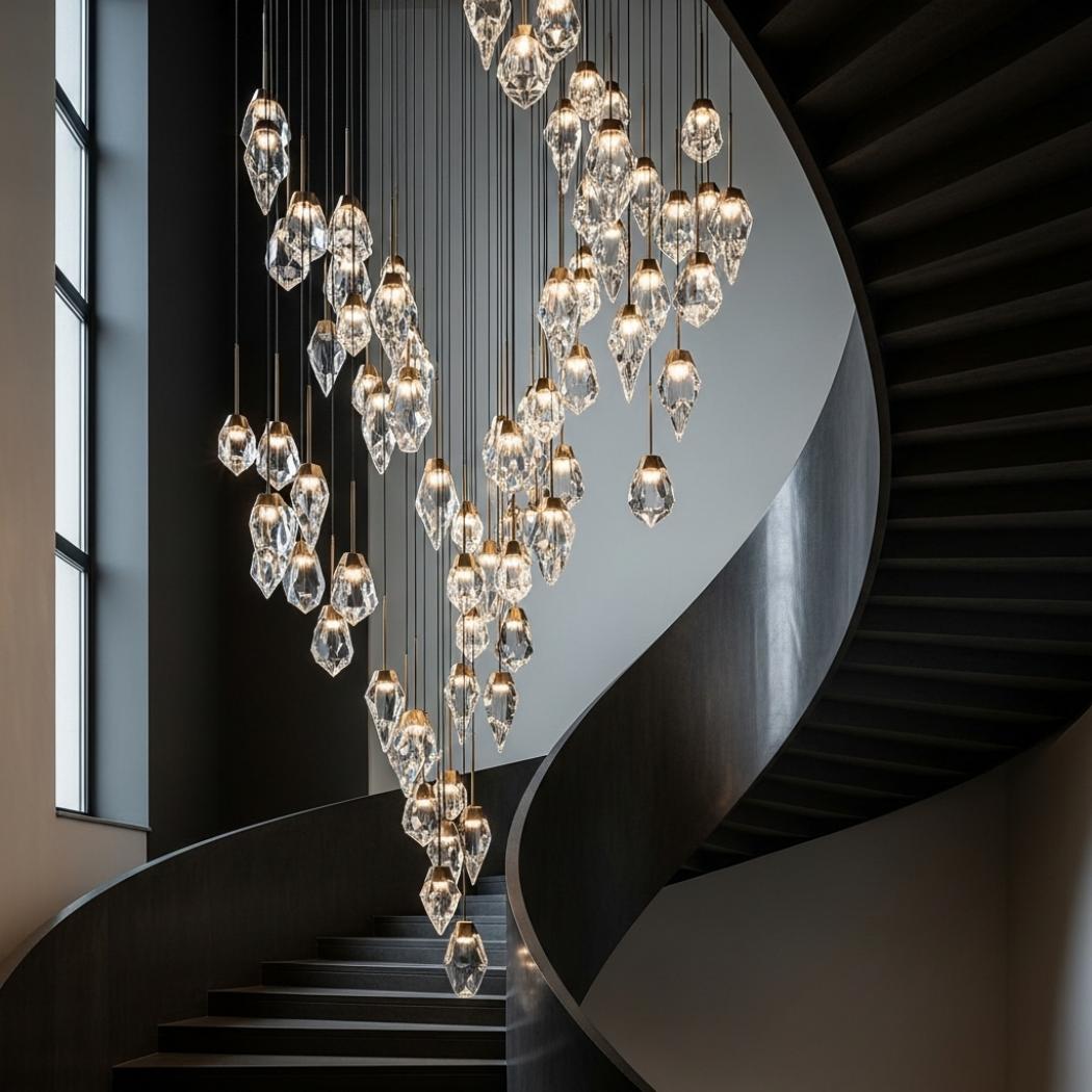 Teardrop Crystal Stair Chandelier