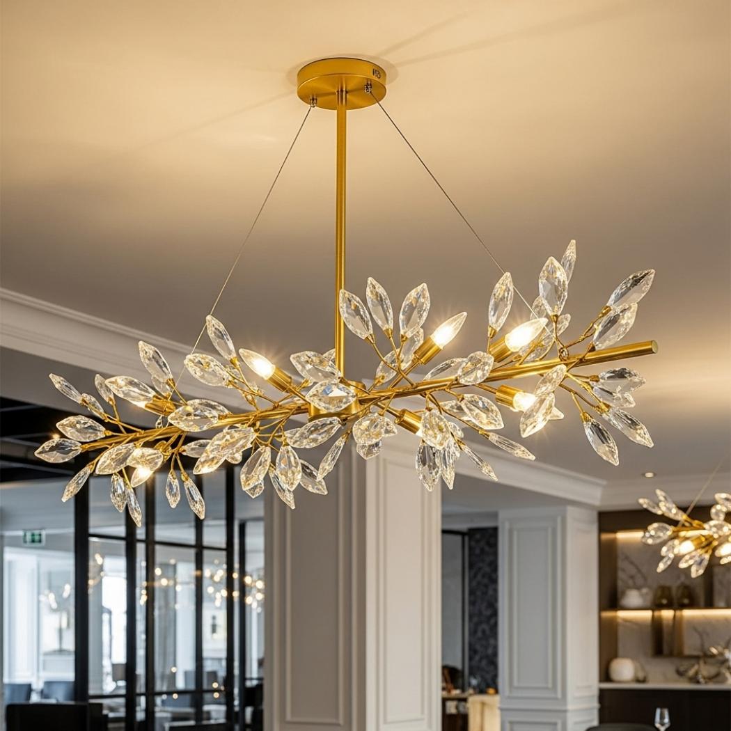 Linear crystal chandelier