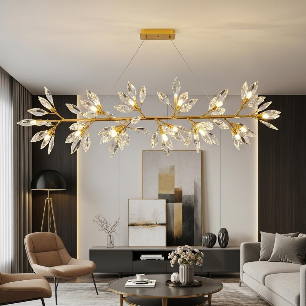 Linear crystal chandelier