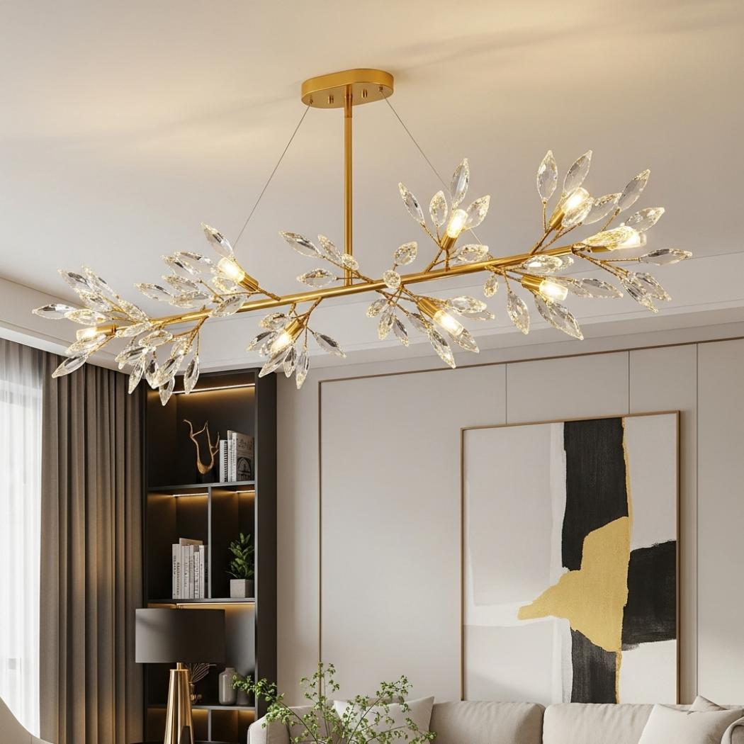 Linear crystal chandelier