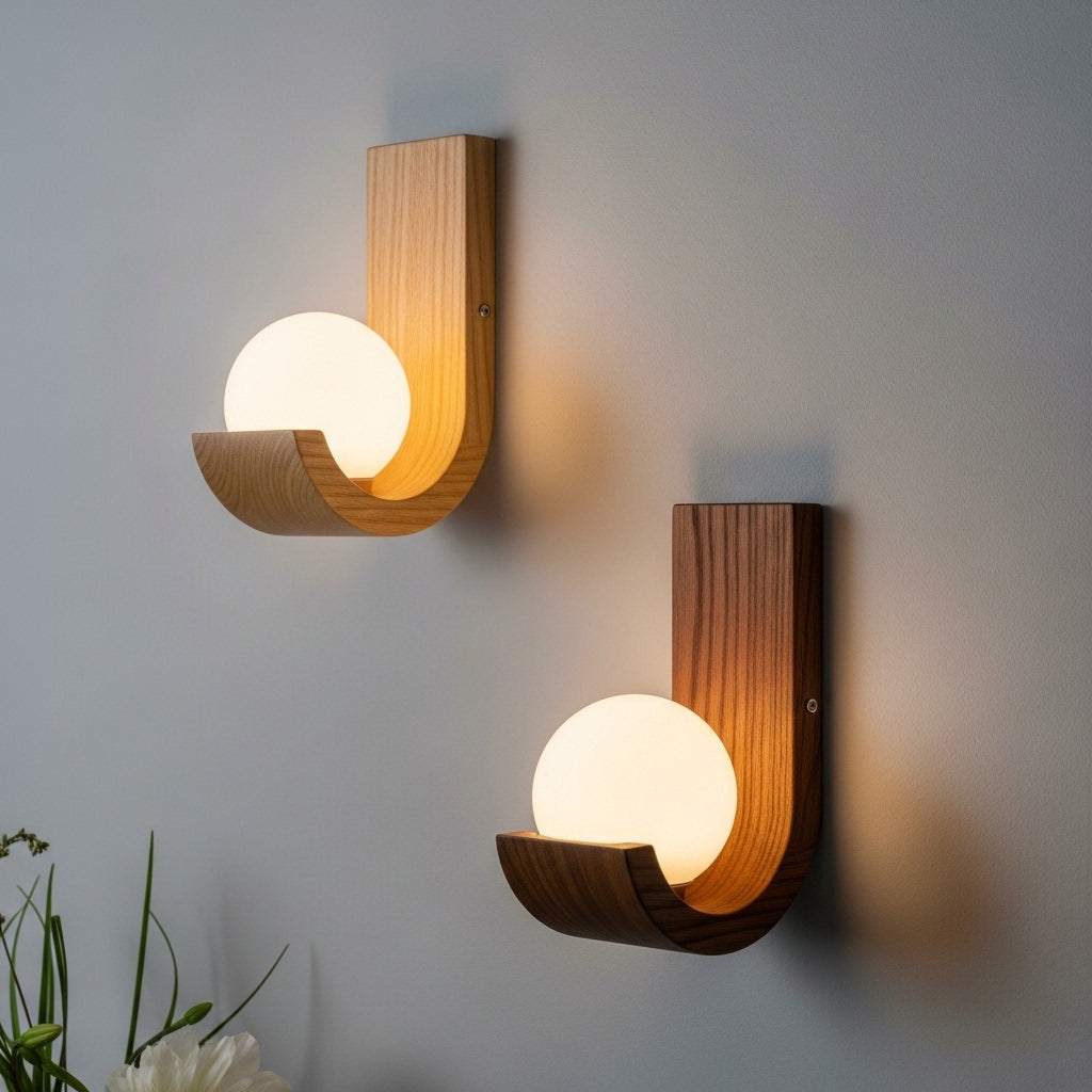 Simple Walnut Grain Bedroom Bedside Lamp
